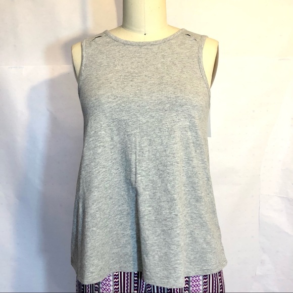 NWT Adriano Goldschmied Cotton gray sleeveless top back zipper a line bell - Picture 3 of 6